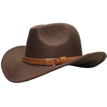 HERRE WESTERN COWBOY RODEO HAT SORT FILT COWBOY RIDEHAT (Brun)