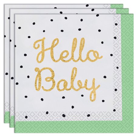 Servietter Hello Baby Grøn/Hvid