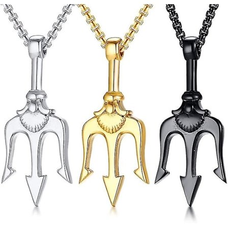 Trident Hänge, Rostfritt Stål, Antik Grekisk Amulet Halsband för Män, Present till Sjöman