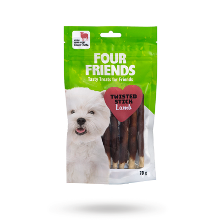 Fourfriends Twisted Stick Lamb 12,5 cm 7-pack - Matskål, hundgodis & tuggisar