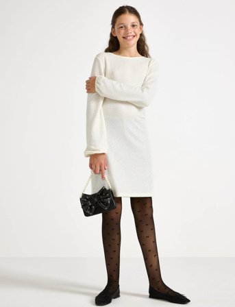 Lindex Dress With Puff Sleeves And Bo - White - 146/152