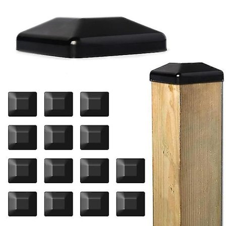 16-pakning 4-tommers gjerdepålehetter, dekk, firkantet trepåletoppdeksel - Utmerket