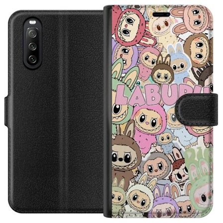 Kompatibel Tegnebogsetui til Sony Xperia 10 III Rosa kawaii-komposition med søde animerede figurer og bløde former