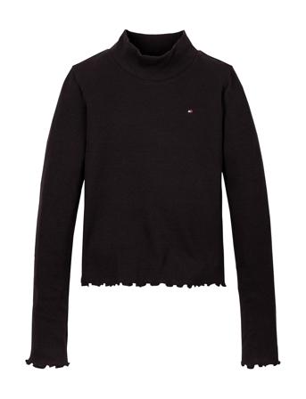 Mock Neck Rib Top Ls Tops T-shirts Turtleneck Black Tommy Hilfiger