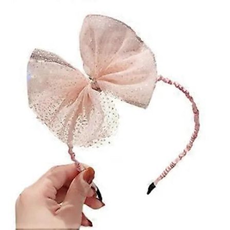 NY-Barn Flickor Prinsessa Spets Hårband Sött Glitter Paljetter Stor Mesh Rosett Hår Båge Födelsedag Festival Inslaget Tyg Huvudbonad Bandana Rosa Pink