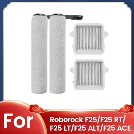 4 kpl harja- ja suodatinsarja Roborock F25/F25 RT/F25 LT/F25 ALT/F25 ACE -märkä- ja kuivaimuriin, varaosat
