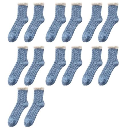 Varme bløde plys tøffelsokker Fluffy mikrofiber sokker blå KLB