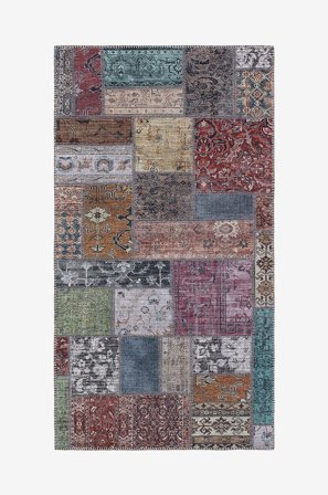 KM Home - Slätvävd Patchwork - Flerfärgad - Slätvävda mattor - 80X150 - Från Homeroom