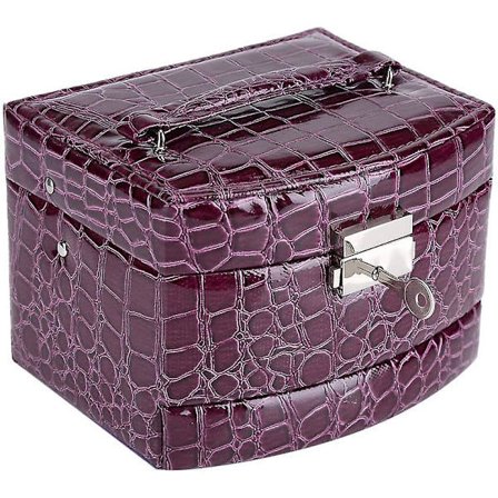 3-vånings smyckeskrin med spegel och handtag för halsband, ringar, halsband