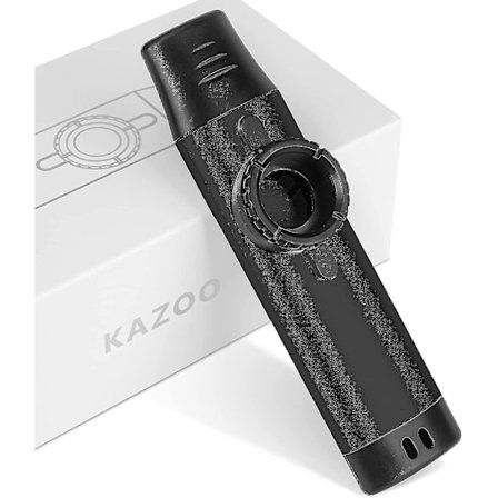 Wabjtam Kazoo med 5 ekstra membraner, justerbar tone metall Kazoo (svart) db