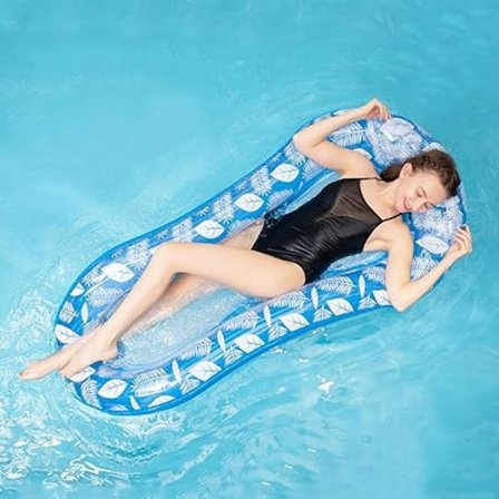 Oppustelig madras swimmingpool semi-nedsænket mesh aqua lounge med flyder