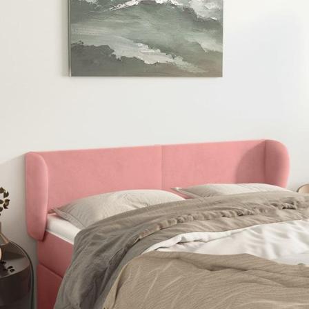Vidaxl Huvudgavel Med Kanter Rosa 147x23x78/88 Cm Sammet Rosa