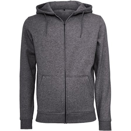 Build Your Brand Herr Heavy Zip Up Hoodie 5XL Charcoal