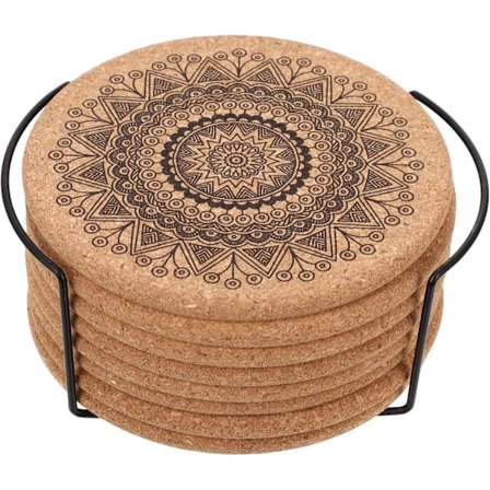 Træbrikker Sæt Varmebestandige Drikkemåtter Skridsikre Runde Bordmåtter til Hjemmekontor