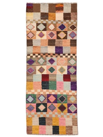Käsinsolmittu Moroccan Berber - Afghanistan 77X200 Villamatto Ruskea/Oranssi Pieni Matto