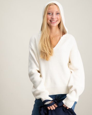 Gina Tricot Young Y chunky knitted hoodie Crème Sweats à capuche Fille - Kids Brand Store