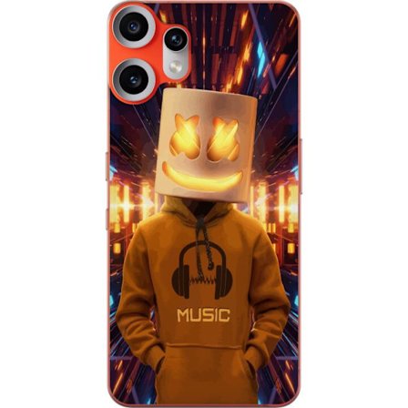 Kompatibelt Mobildeksel til Nothing Nothing CMF Phone 2 Pro DJ-figur med lysende hjelm og hette i futuristisk musikkmiljø med neonlys.