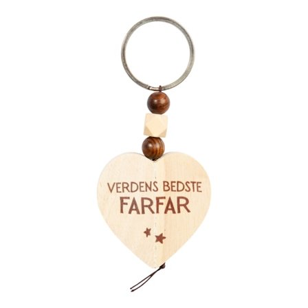 Hjärta i Trä Verdens Bedste Farfar Nyckelring