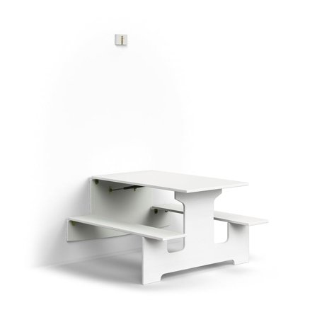 Vegghengt bord LUCAS, L1200 B1205 H720 mm, laminat, hvit/grå