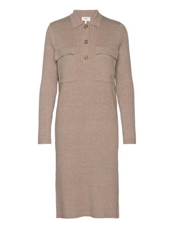 Objnoelle Polo Knit Dress Beige Object