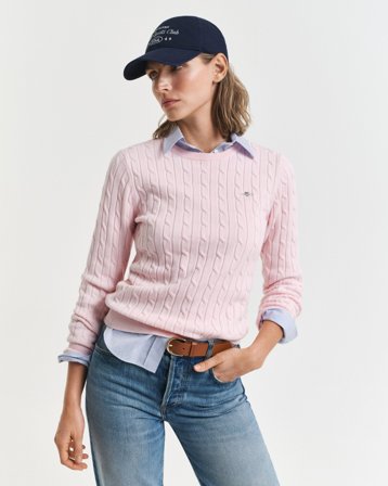 GANT Damen Zopfstrick Rundhalspullover aus Stretch-Baumwolle (XXL)