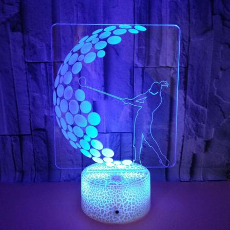 Ny Golf Nattlampa Led 3d Illusion Bordslampa Med Fjärrkontroll 16-färgsskiftande Nattlampa För Sovrumsdekoration Födelsedag Julklappsstuga