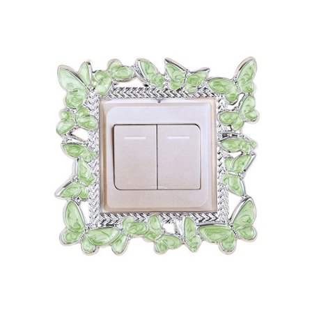 Enkel lysbryter Deksel Sokkel Surround Frame GRØNN&SØLV