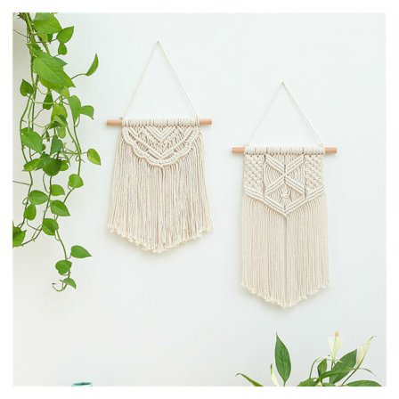 2 stk. blondevægkunst vævet boho-stil vægdekoration hjem chic