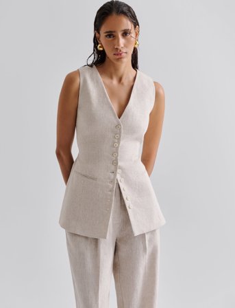Malina Cielo Linen Vest - Cream - 44