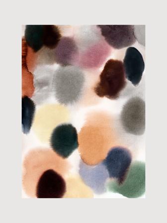 Poster med akvarellmotiv i gröna, gula & rosa pasteller | Kunstary.com, 50x70 cm