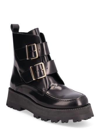 Slfcora Buckle Polido Boot B Black Selected Femme
