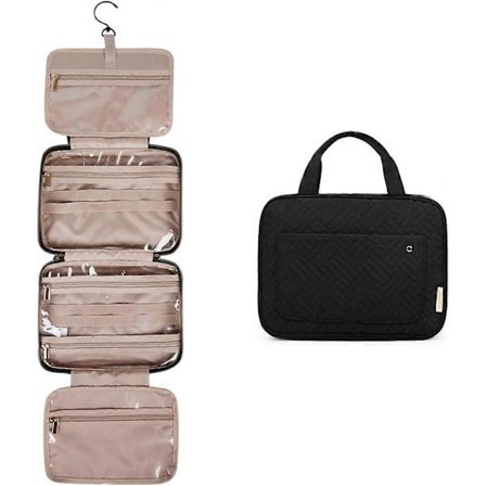 Hengende Toalettmappe Reise Stor Vaskepose Dame Sminkepose Klar for Full størrelse Beholder, Svart