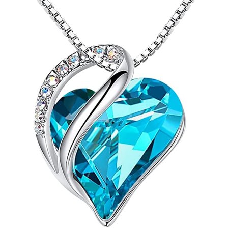 Hänge Halsband, Kristall Halsband för Kvinnor, Silver Smycken Present till Kvinnor, 18" Kedja och 2" Förlängare havsblå