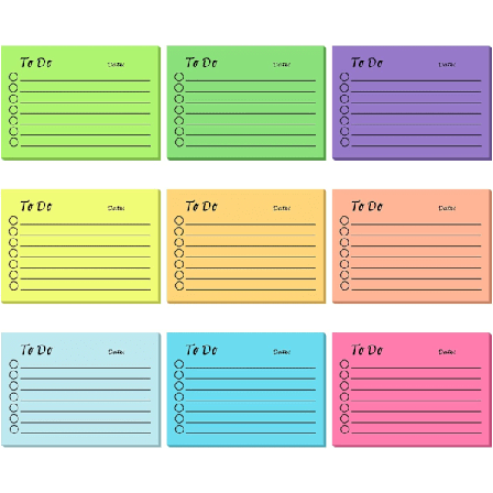 To-do-liste selvklæbende noter linjerede planlægningsnoter assorterede farver selvklæbende notepads tilbage til skolen to-do-liste (9 stk.)