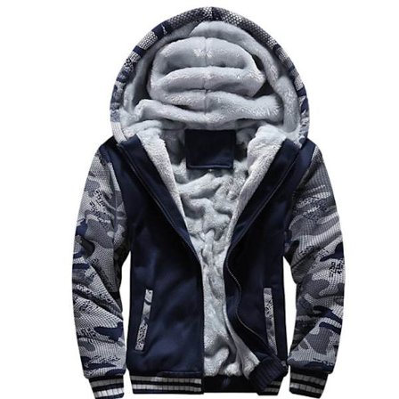 Herre Sweater Varm Fleeceforet Sweatshirt Jakke Vinter Gym Fleece Hættetrøje Fuld Lynlås Varm Tyk Blazer