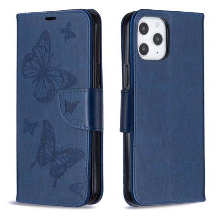 Imprint Butterfly Pl nboksfodral iPhone 12 Pro Max - Sininen Blue