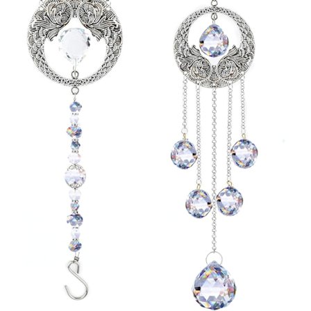 Krystal Solfanger, Solfangere til Vinduer Engel Vinger Glas Hængende Vindspil Lys Drømmefanger Dekoration Kugle Spejl, 2-pak