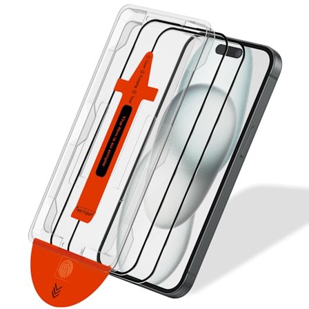 2-pakning iPhone 15 skjermbeskytter - Herdet glass | [Automatisk installasjon] - Boblefri iPhone 15