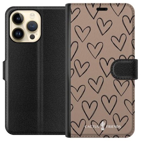 Yhteensopiva Lompakkokotelo Apple Apple iPhone 14 Pro Max Cactus and Friends - Earthy Sketch Hearts
