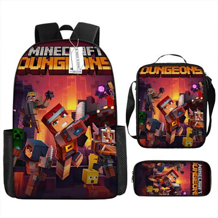 MINECRAFT Reppu My World Pelitarvikkeet Kolmiosainen Reppusetti