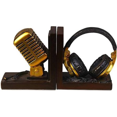Skulpturer Statyer Ornament Figurer Heminredning Hörlurar med Mikrofon Hörlurar för Musikälskare Tillbehör för Dekorering Retro Harts Bokstöd