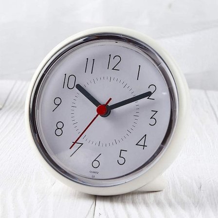 Vandtæt badeværelsesvægur, lydløs, ikke-tikkende ur med sugekop til skrivebord, soveværelse, hjemmekontor, skole (4 tommer, hvid)