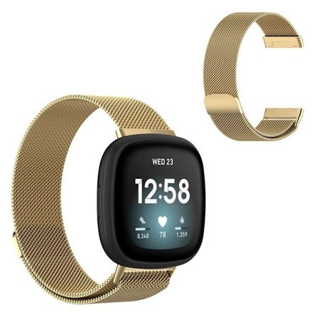 Fitbit Versa 3 rostfritt stål klockarmband - Earth guld / Storlek: S