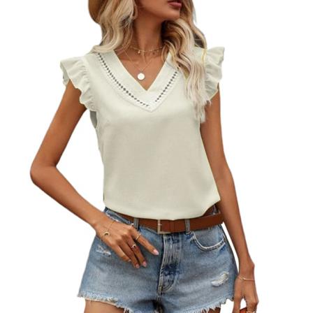 Kortärmade Toppar För Kvinnor Med V-ringad Skjorta
