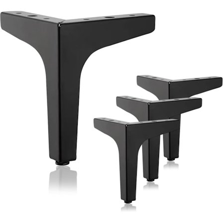 Sæt med 4 sorte møbelben 15 cm metal sofabordsben, belastning op til 500 kg, trekantformede badeværelsesskabsben til sofaer, skabe, skænke