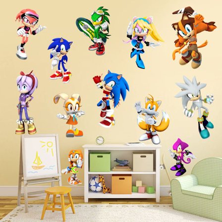 Pindsvin Sonic Spil Wall Decal Drenge Soveværelse PVC Graffiti