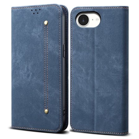 SKALO iPhone 16e Jeans Lompakkokotelo - Sininen