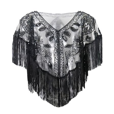 Dame Sjal Kveld Ball Cape SVART