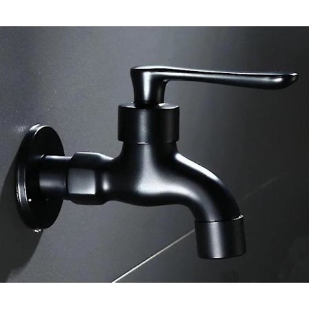 Væghængte vandhaner til badeværelse, hjørnevaskemaskine, sort messinghane til udendørs have