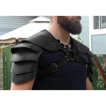 middelalderlig vikingelæder dobbeltskulderpanser Steampunk vintage lædersele Retro Spartacus Warrior Gladiator Læderrustning Mode L